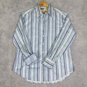 Robert Graham Shirt Mens‎ Size Large Flip Cuff Long Sleeve Designer Striped